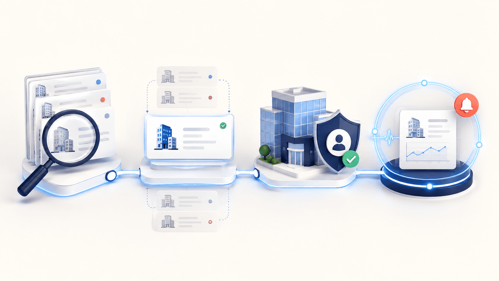Company discovery, confirmation, identity protection and ongoing monitoring workflow