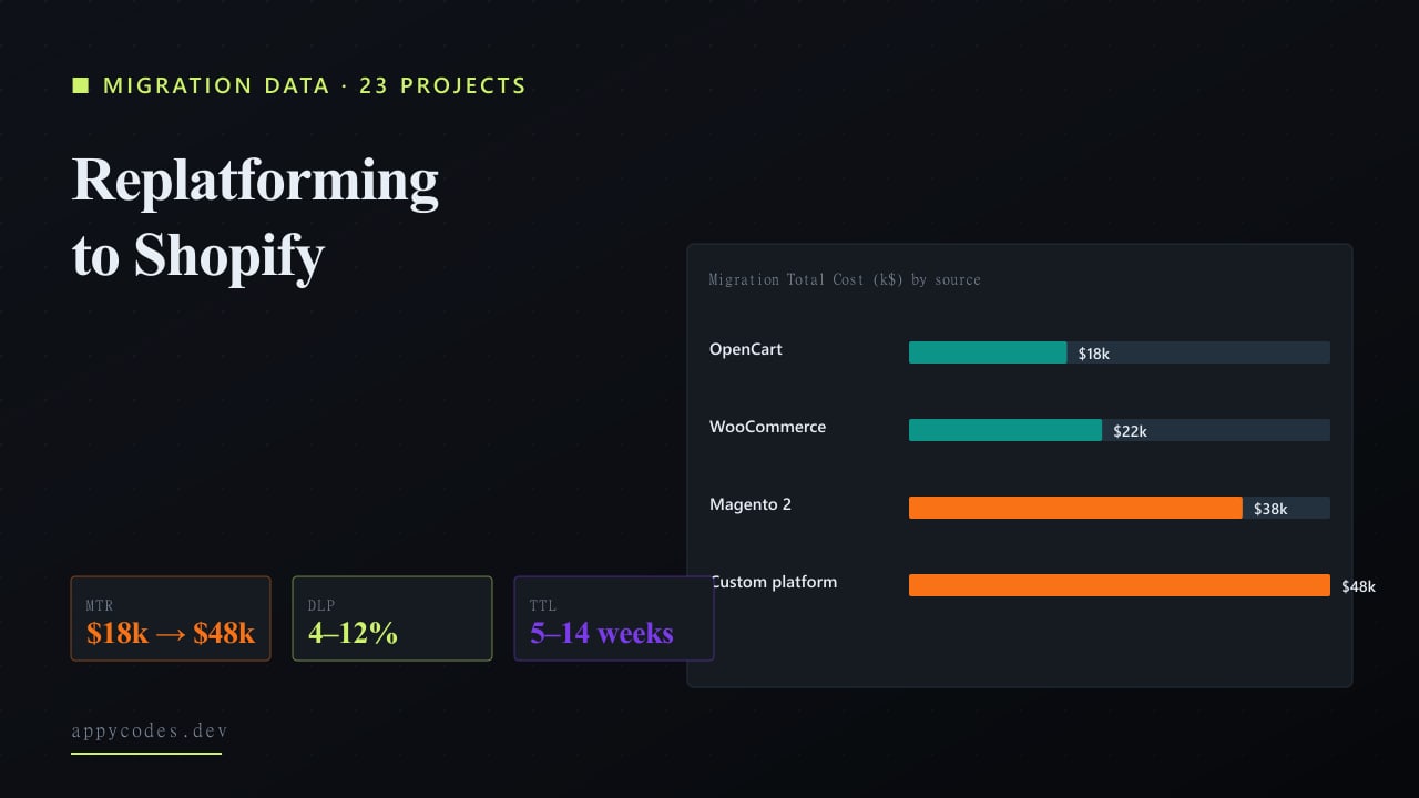 Shopify replatform cost study