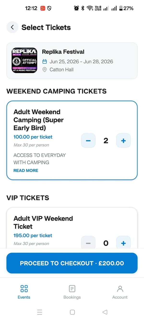 Ontick customer app — React Native booking experience with push notifications for upsell, recovery and instalment reminders