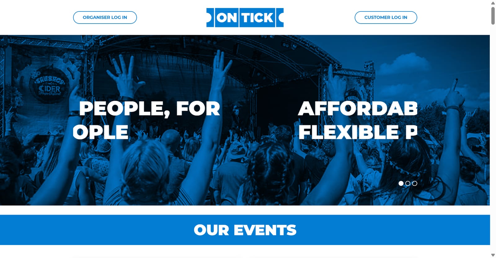Ontick web platform — public event page and booking flow built on Laravel