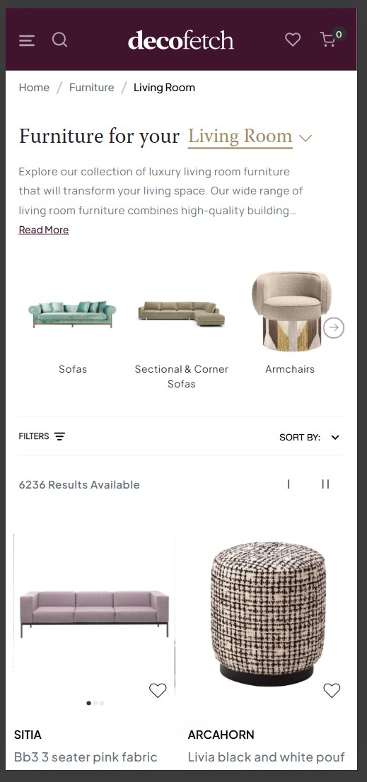 Decofetch category browsing on mobile