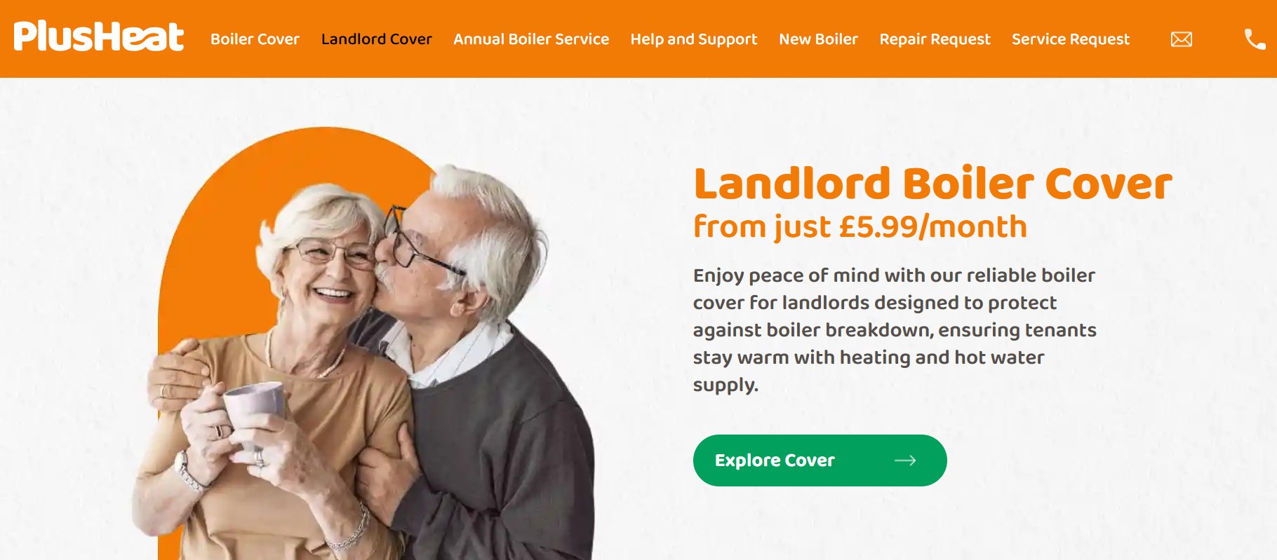 PlusHeat landlord boiler cover landing page