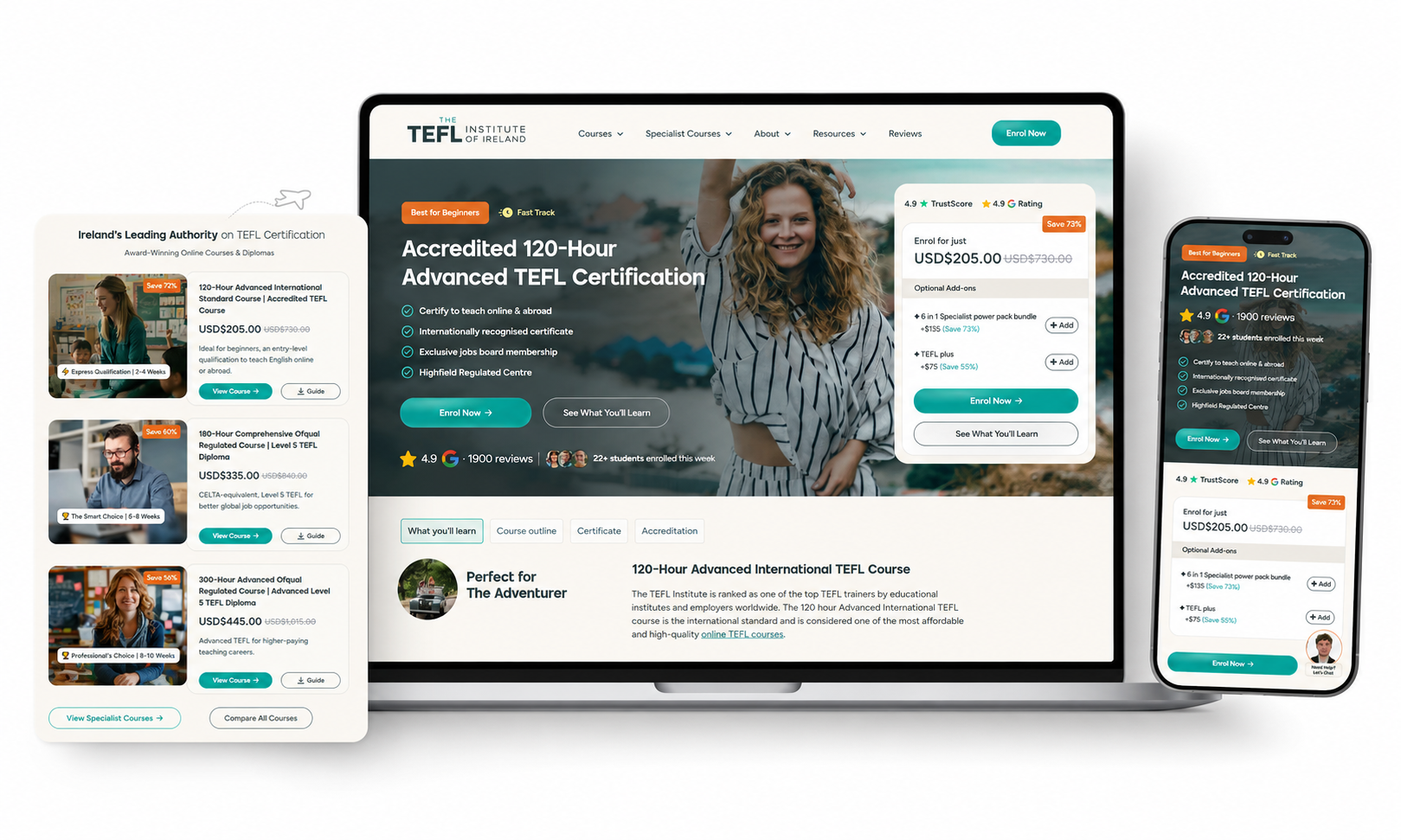 TEFL.ie product interface
