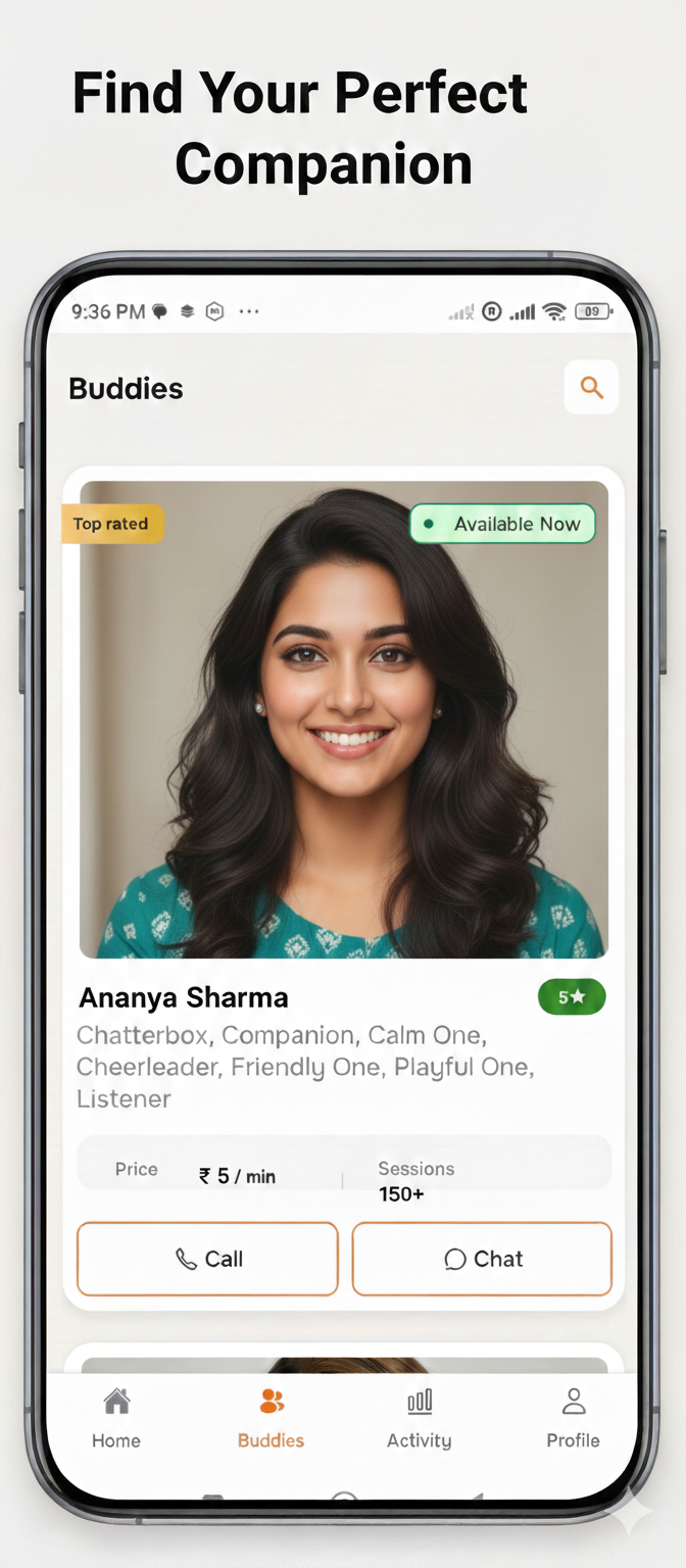 Zonely buddies list — browse and call or chat a companion